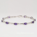 Sterling Silver Bracelet With Natural Stone Amethyst